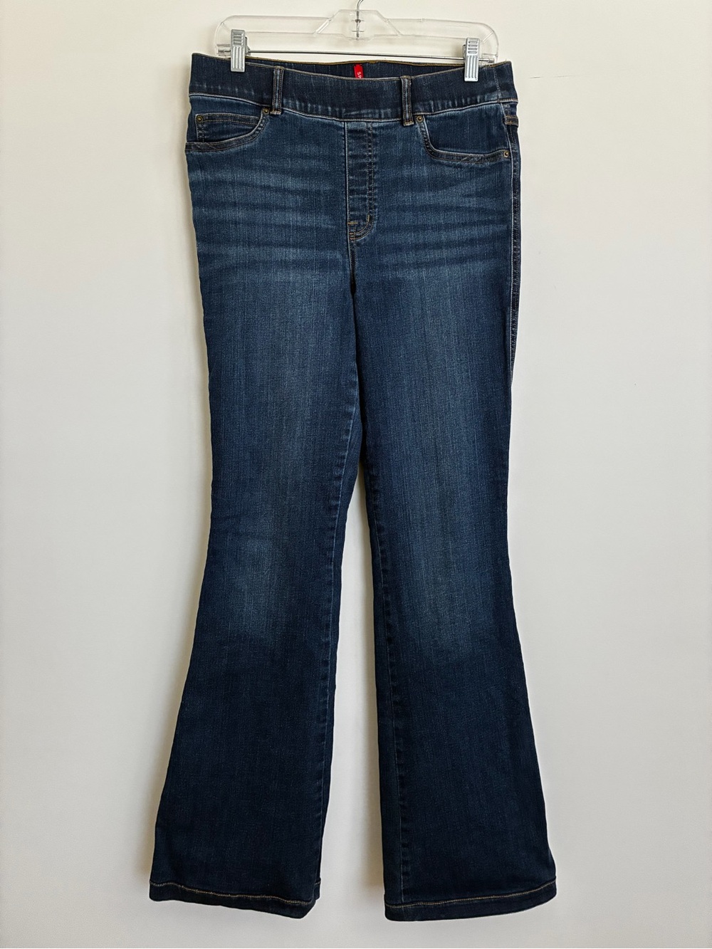 Spanx Women’s Dark Blue Bootcut Pull On Denim Stretch Jeans size large